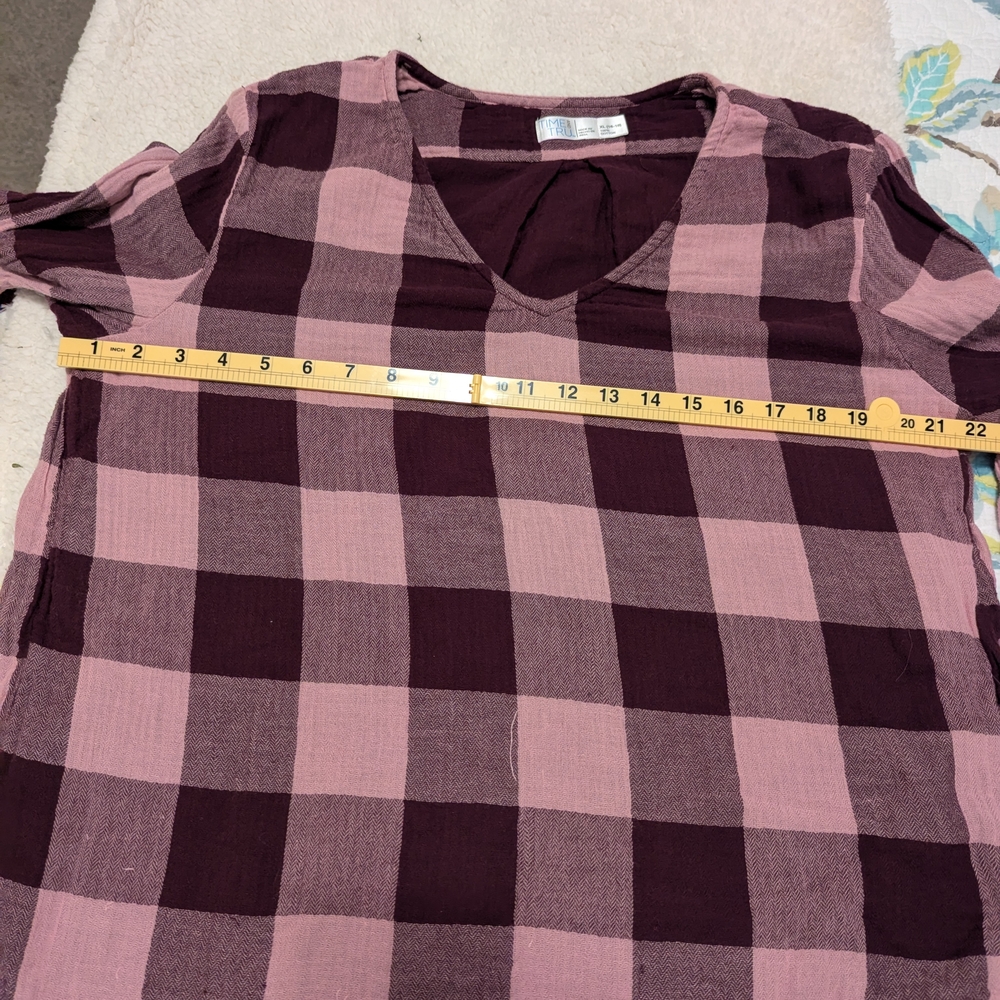 Time and Tru Pink and Purple Plaid Tunic - Picture 3 of 7